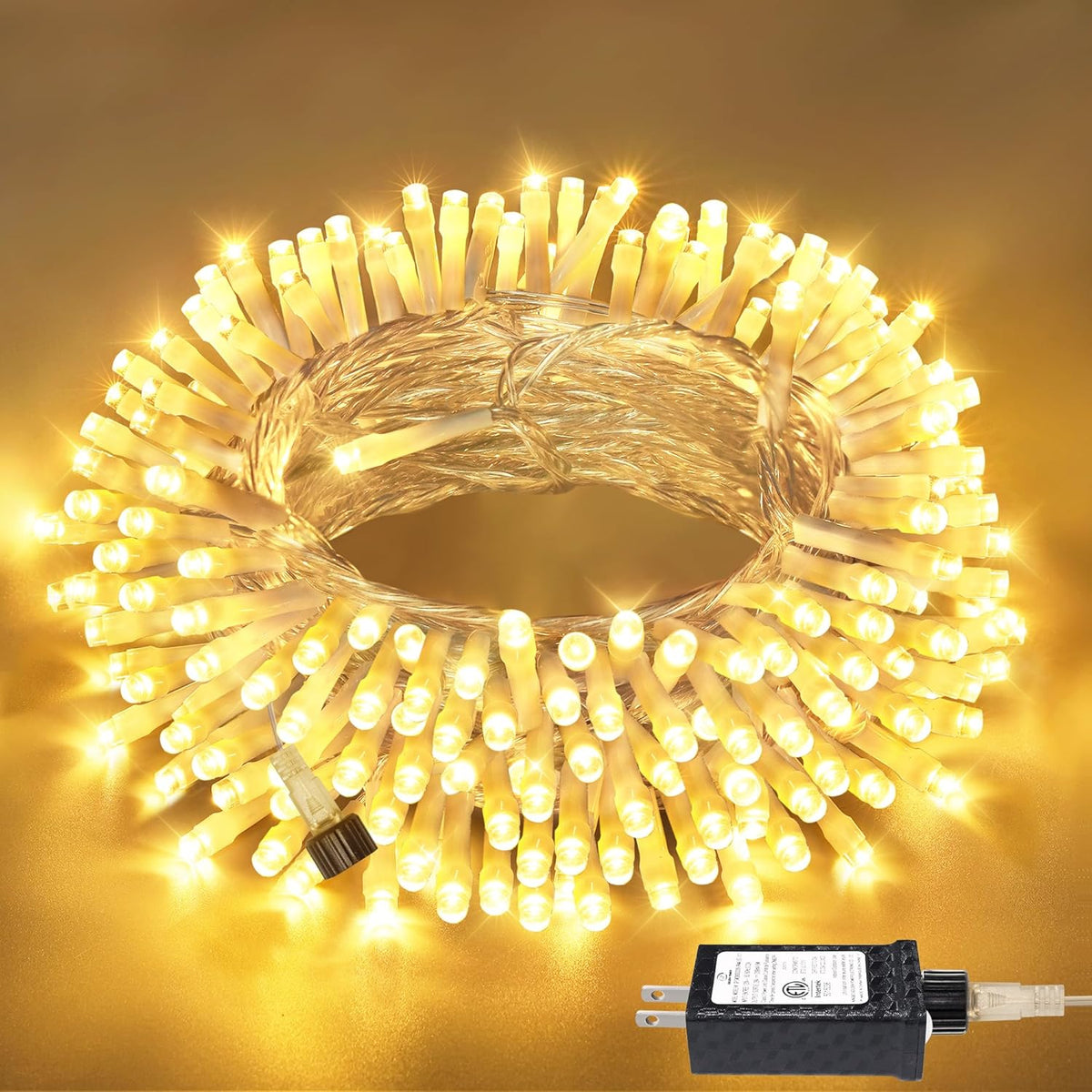 Connectable Warm White String Lights Indoor Bedroom, 8 Modes Christmas String Light Plug in
