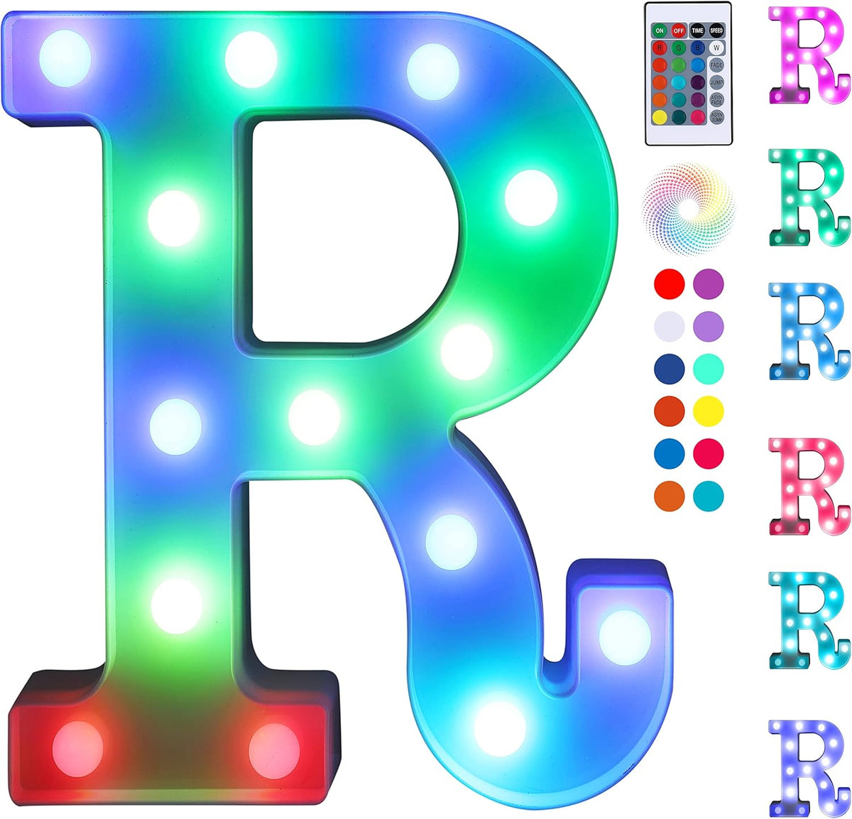 Foaky Colorful LED Letter Lights with Remote,Marquee Light Up Letters Sign for Night Light
