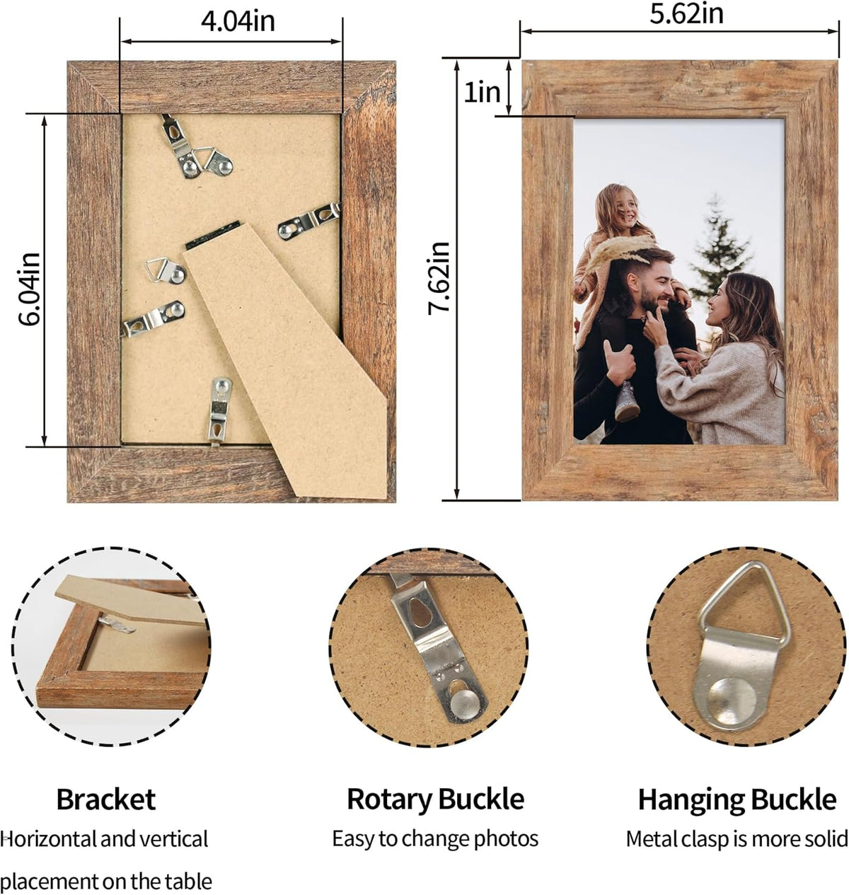 4x6 Picture Frame Set of 4 with High Definition Real Glass, Mixed Color Wood Photo Frames for