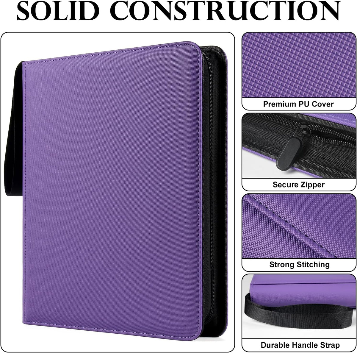 GEAoffice 12 Pocket Card Binder Holds 720 Cards - Sturdy PU Cover Trading Card Collection Holder