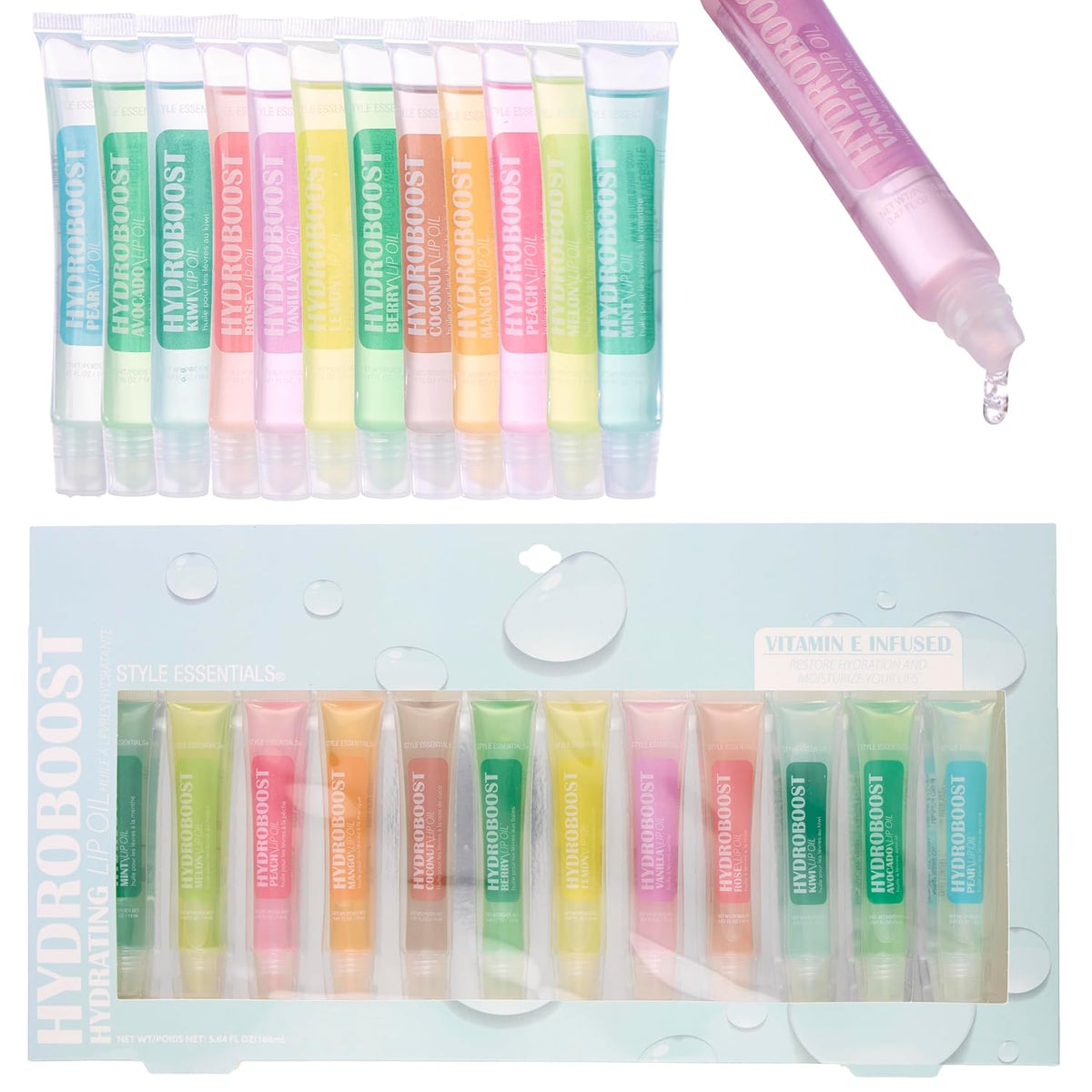 EXPRESSIONS 12pc Lip Oil Set - Flavored Lip Oils Value Pack, Hydrating Lip Oils w/Squeeze Tube