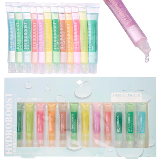 EXPRESSIONS 12pc Lip Oil Set - Flavored Lip Oils Value Pack, Hydrating Lip Oils w/Squeeze Tube