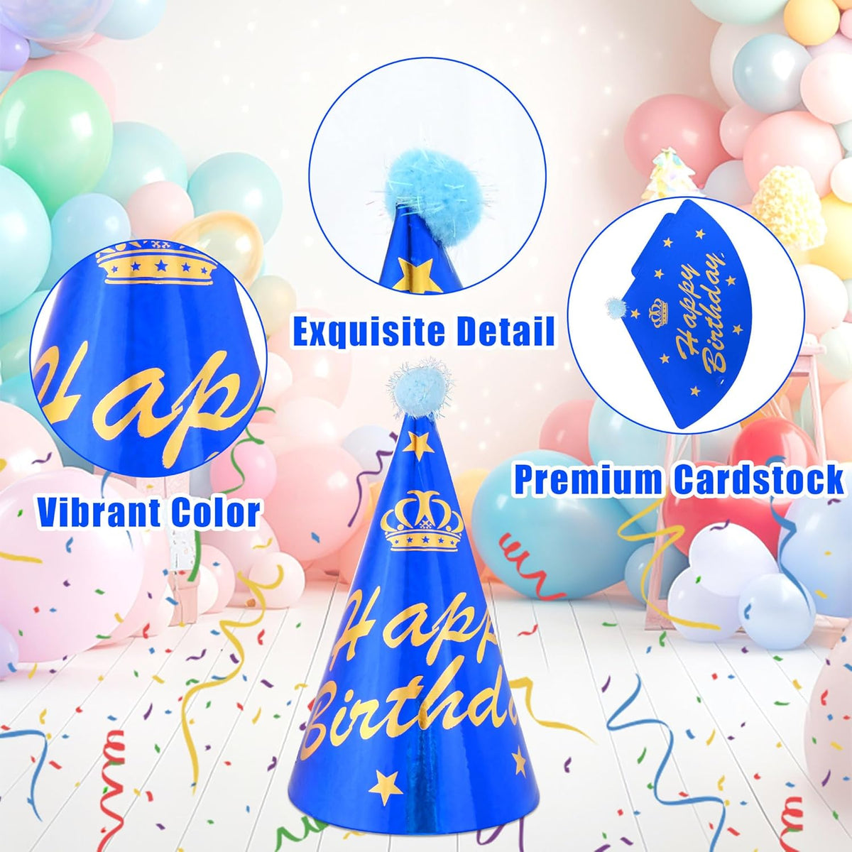CANREVEL Party Hats for Kids and Adults, Party Headwear, Happy Birthday Hats, Birthday Party
