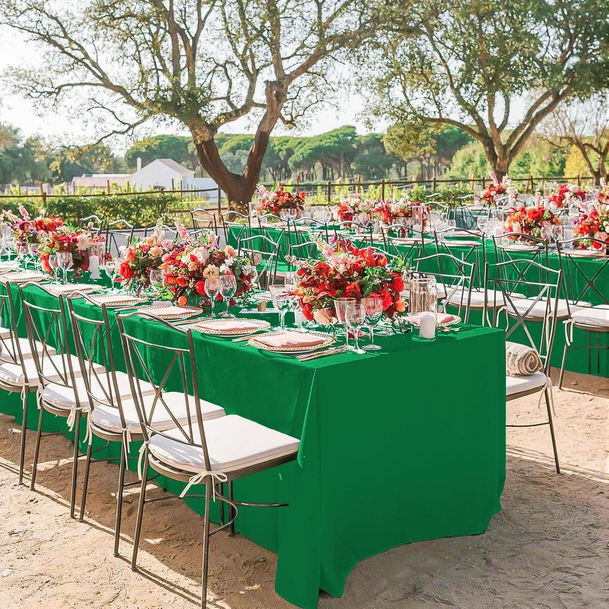 10 Pack Green Tablecloths for 6ft Rectangle Tables 60 x 102 Inch - Polyester Table Cover Stain and