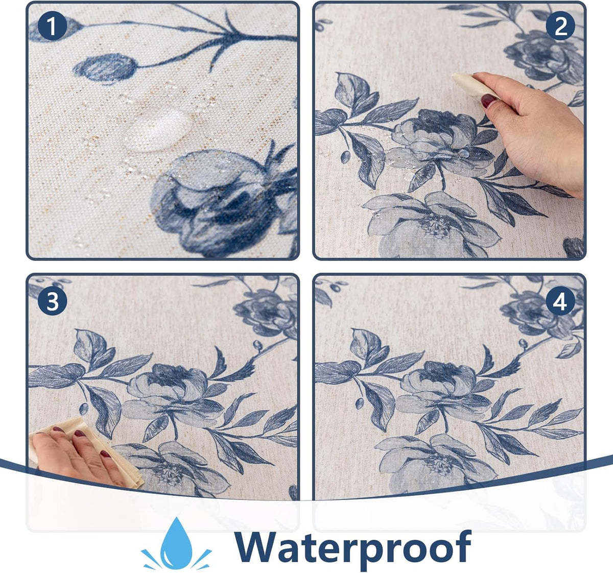 MYSKY HOME Rectangle Tablecloth 60x120 Inches, Linen Farmhouse Tablecloths Waterproof Decorative