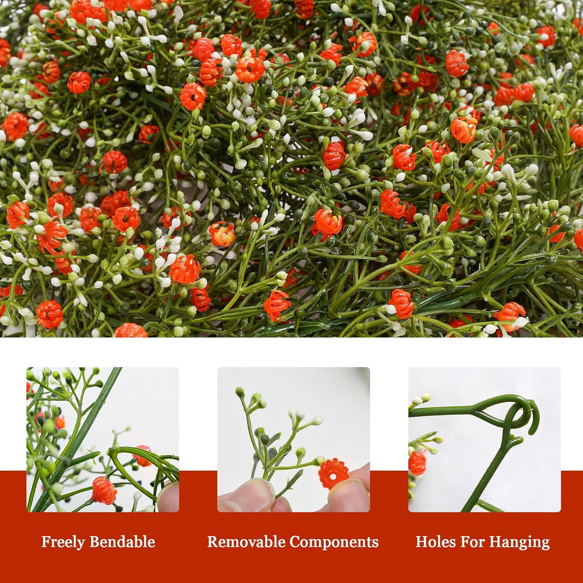 2 Pcs 5.8ft Artificial Baby Breath Flower Vines, Babys Breath Artificial Flowers Real Touch Faux
