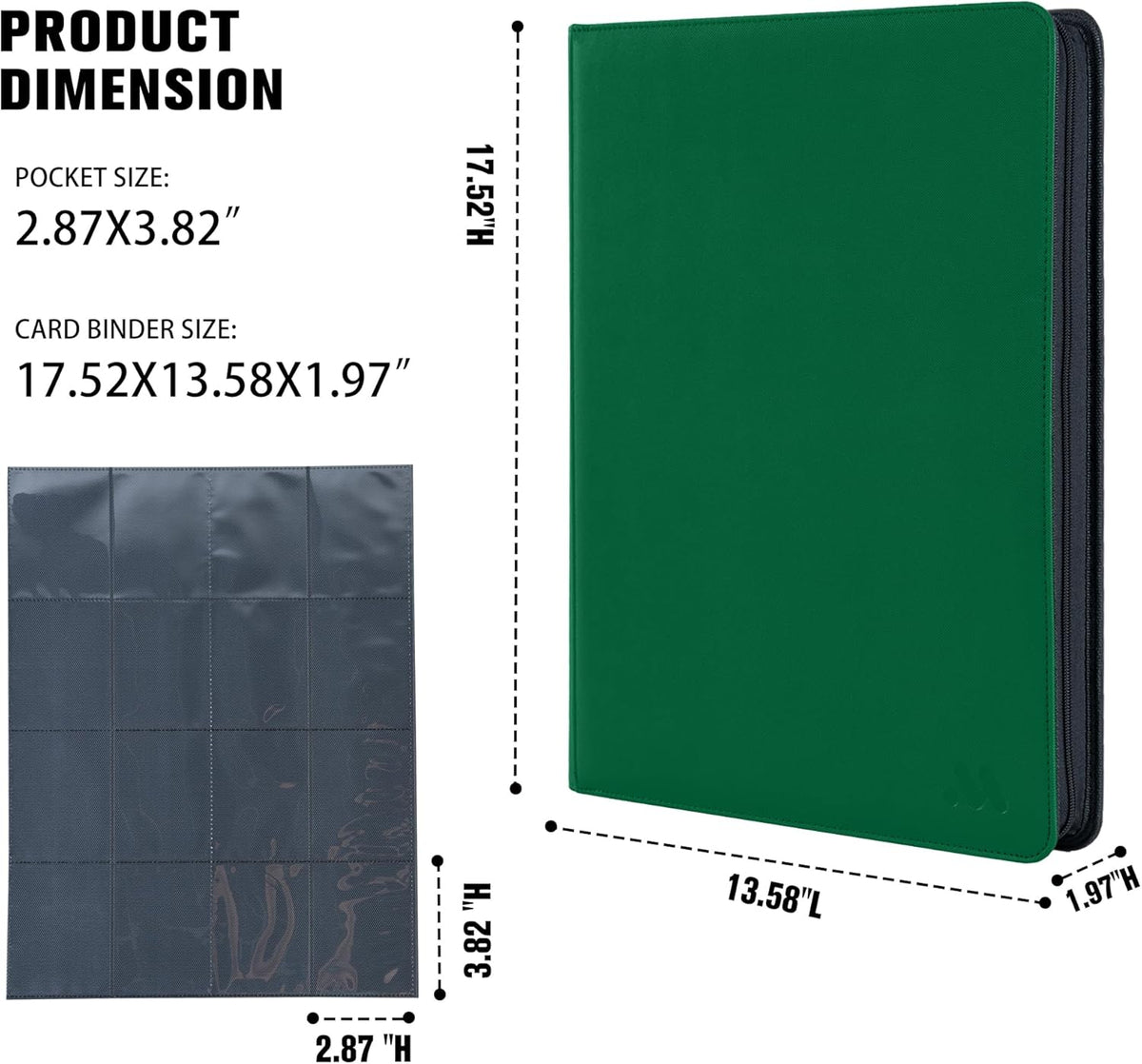Premium 1000+ Pockets Card Binder,16 Pockets Trading Card Binder Ringless Side Loading Trading Card