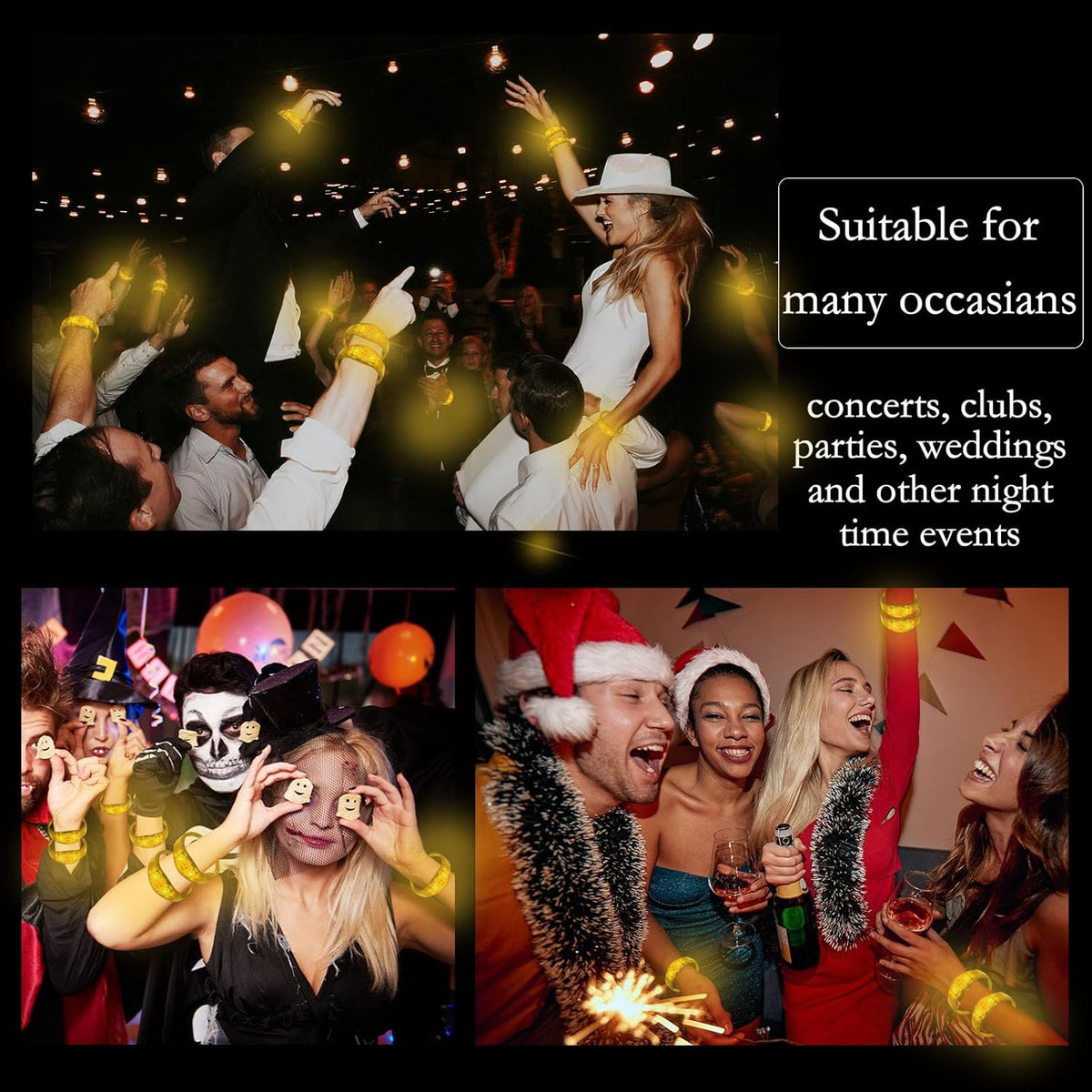100 Pcs LED Bracelets Sound Activated with Flashing LED Strobe Music Control Light Up Bracelets for