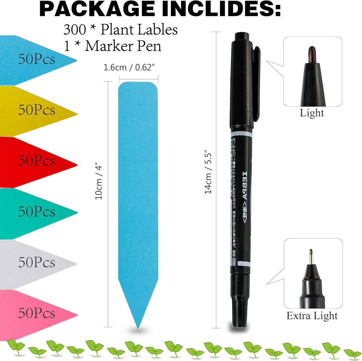 Plant Labels 300Pcs 4 Inch Plastic Plant Name Tags for Seedlings Garden Labels Markers Nursery