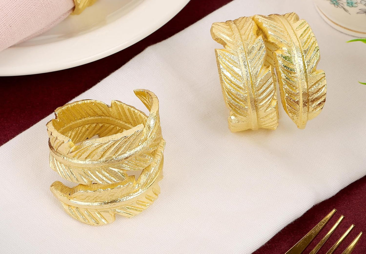Gold Napkin Rings, Napkin Ring Set of 12, Napkin Holders for Dining Table Settings Thanksgiving