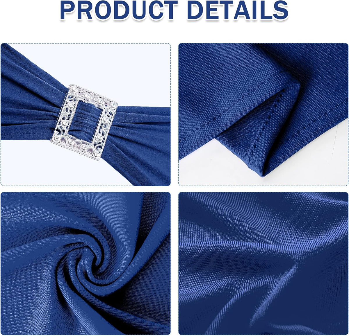 Joccun 120 PCS Spandex Chair Sashes Bows Stretch Chair Cover Band with Buckle Slider Universal