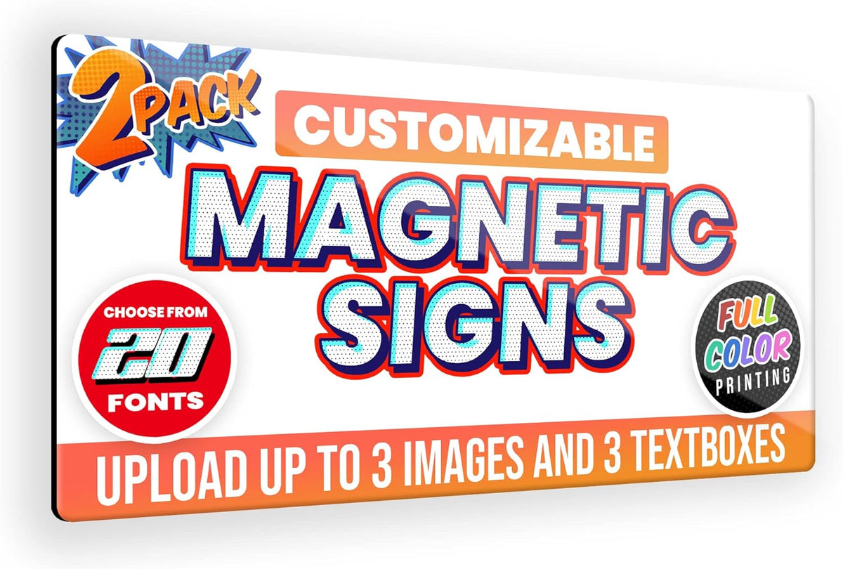 2-Pack,12"x24" Custom Magnet Signs in Full Color for Business and Advertising, 30 mil Customized