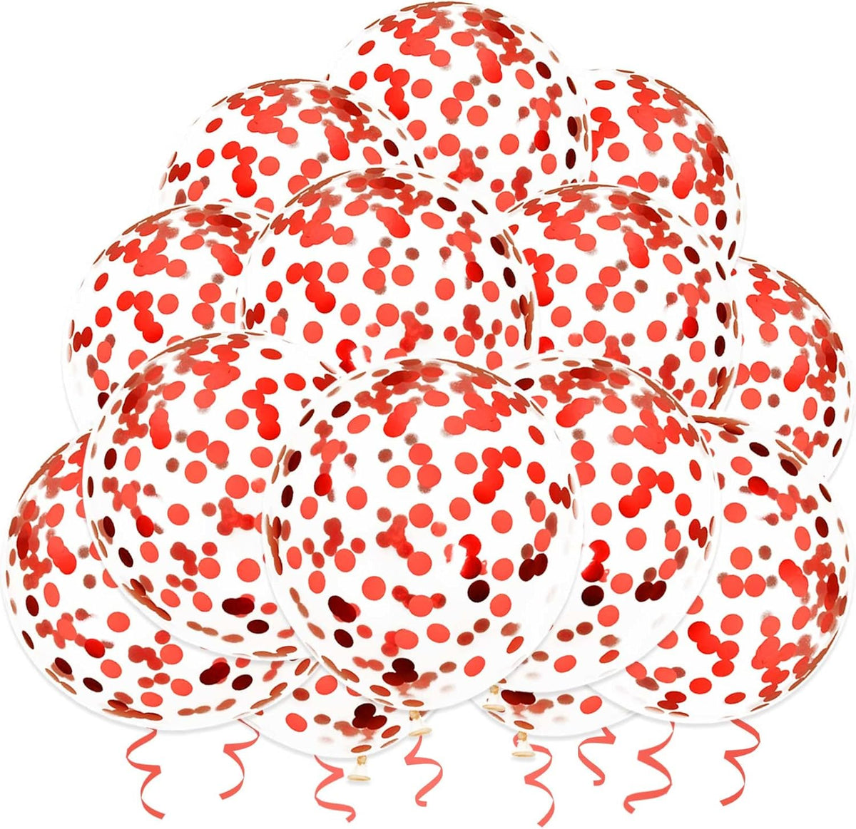 Red Confetti Balloons, 25 Pcs Thickened 12 Inch Clear Latex Balloon with Confetti Inside for