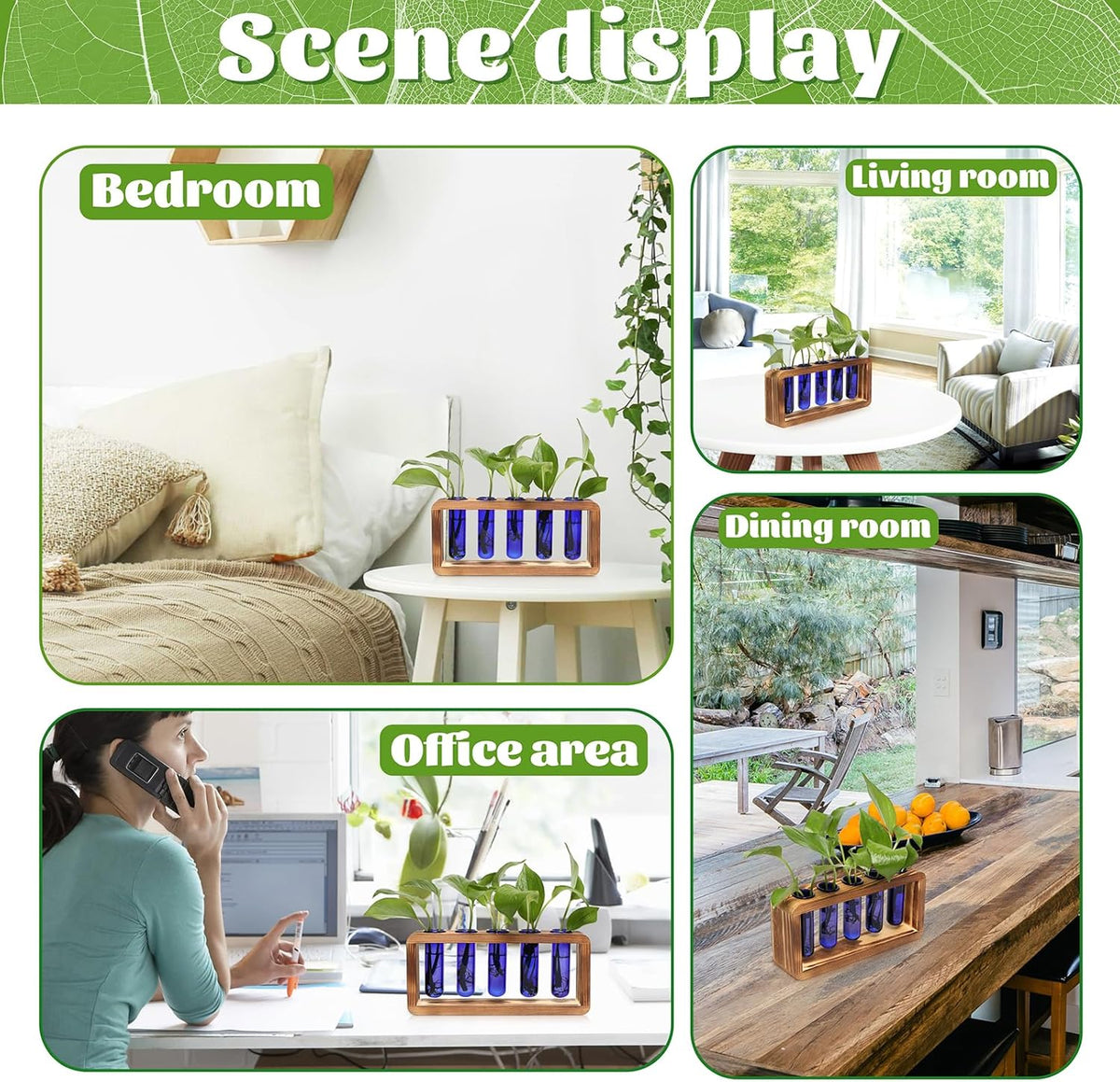 Glass Plant Propagation Station with 5 Test Tubes Colorful Planter Vase Birthday Gifts for Women in