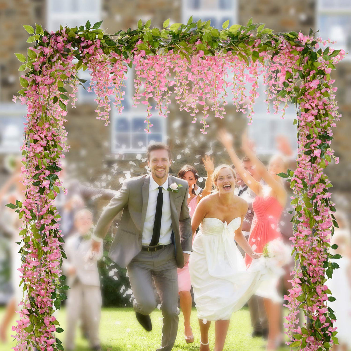 Lvydec Wisteria Artificial Flowers Garland, 4 Pcs Total 28.8ft Artificial Wisteria Vine Silk