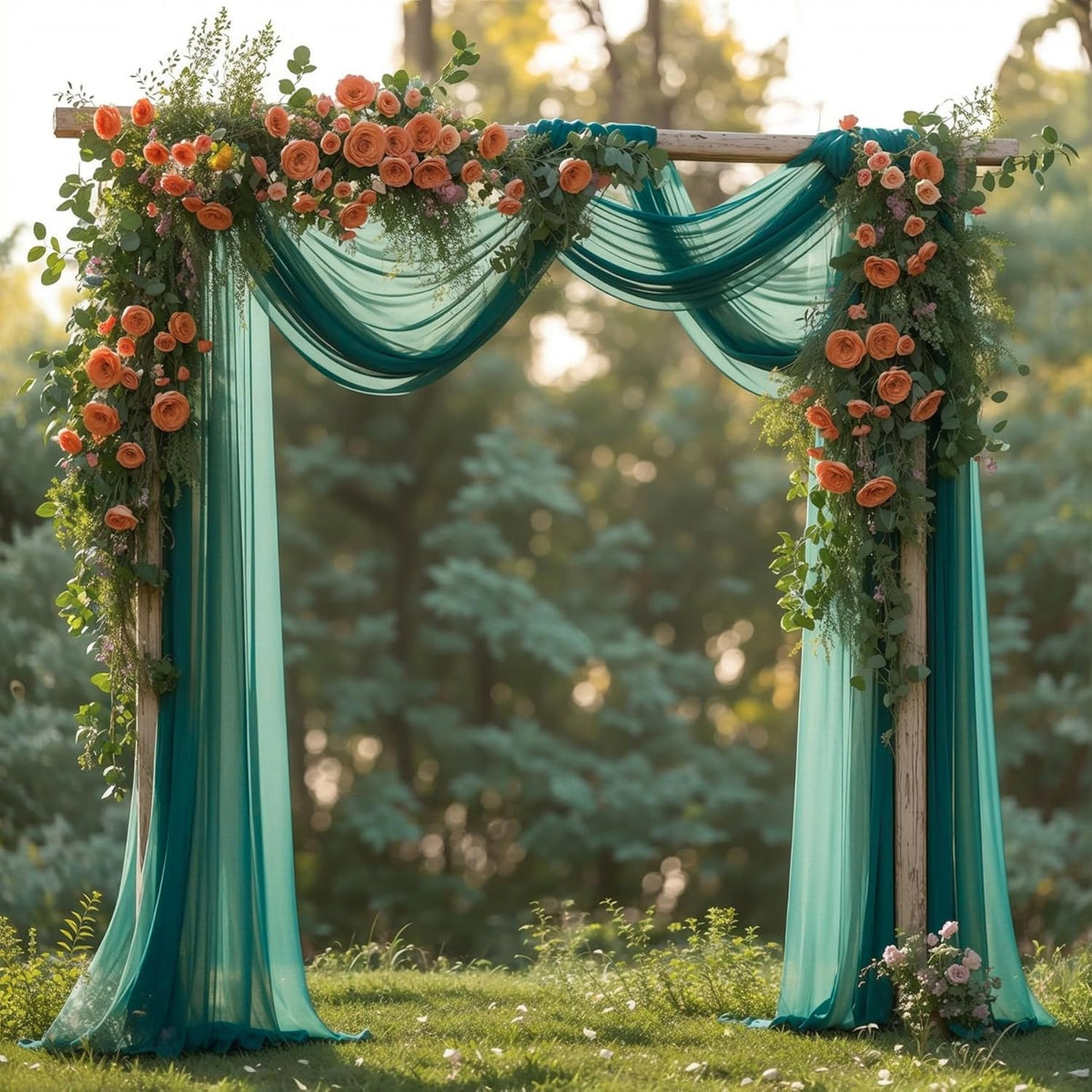 Wedding Arch Draping Fabric, 1 Panel 28" x 19Ft Emerald Green Arch Drapes Sheer Backdrop Curtain