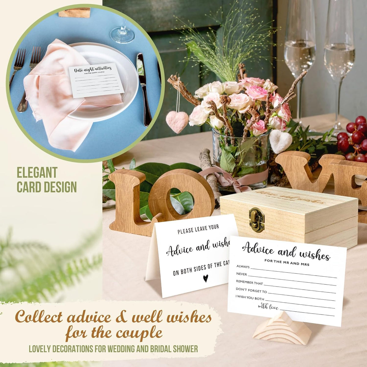 Advice And Wishes For The Mr And Mrs - Wedding Advice Cards For Bridal Shower Decorations