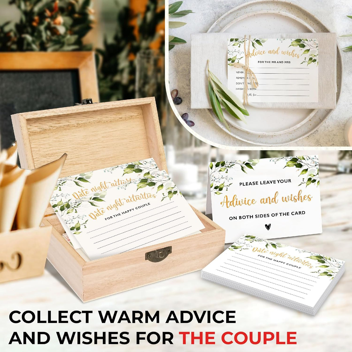 Advice and Wishes for The Mr and Mrs - Wedding Advice Cards for Bridal Shower Decorations, Bridal
