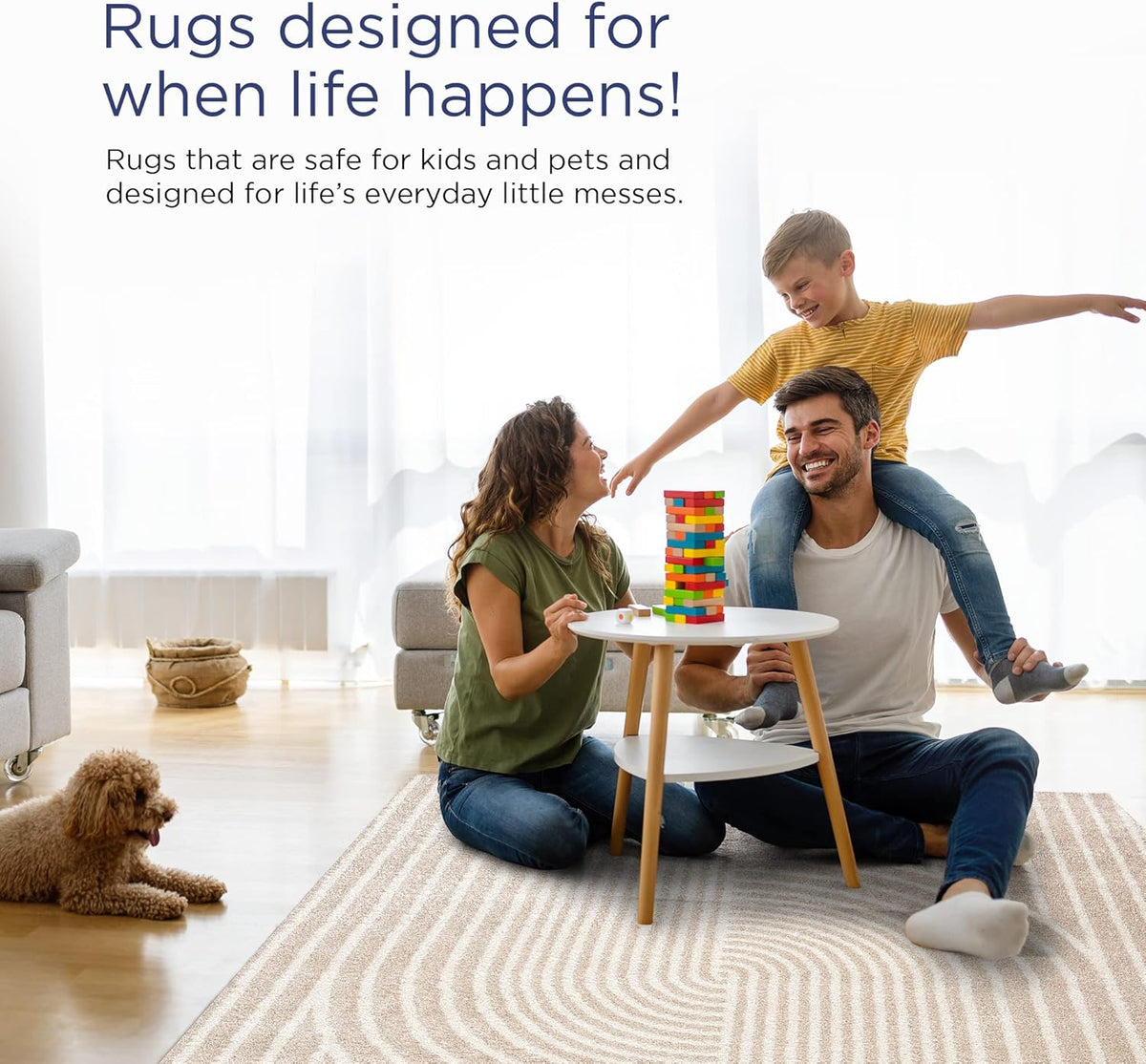 Abani Area Rug for Living Room -Nuevo 2' x 3' Beige Arch Pattern Area Rug, Soft and Durable Living