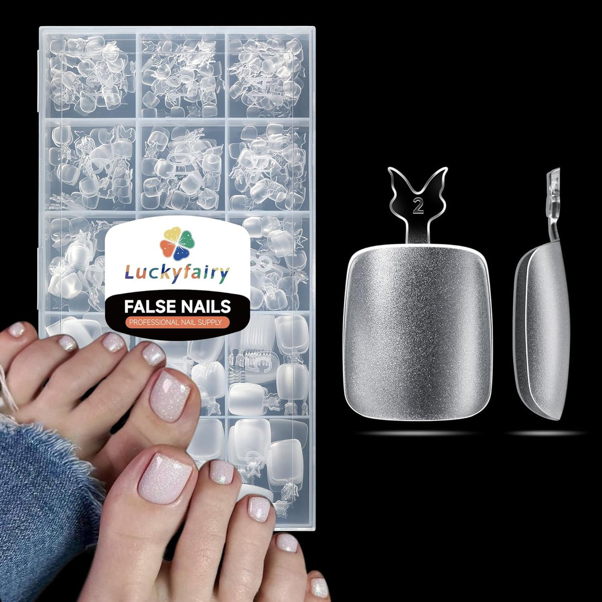 Square Toe Nail Tips 360Pcs Full Cover Big Wide Toe Nails Tips Matte Fake Toe Nail 15Sizes Soft Gel