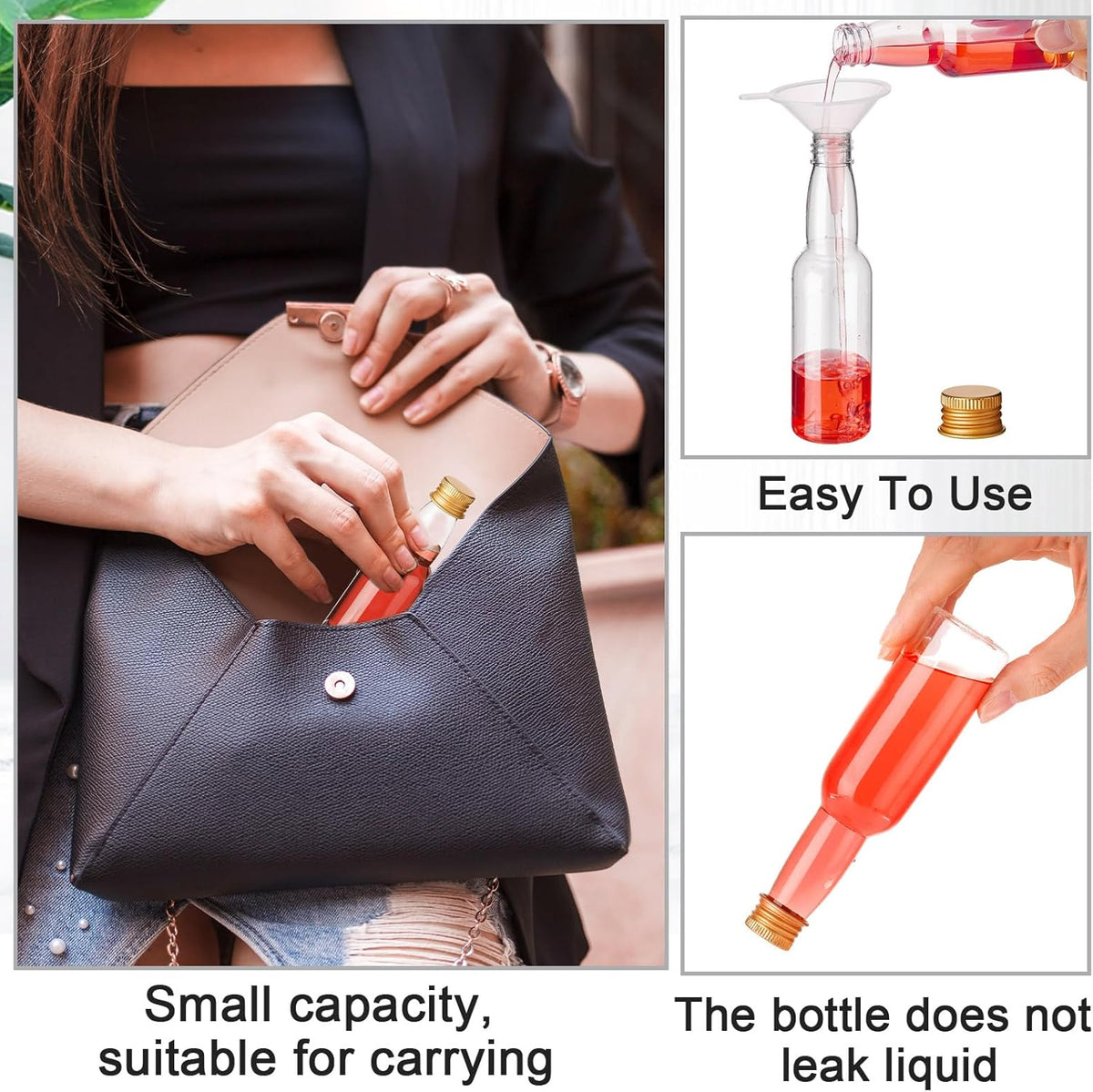 120 Pcs Mini Liquor Bottles Airtight Shot Miniature Empty Plastic Alcohol Spirit Shot Bottles with