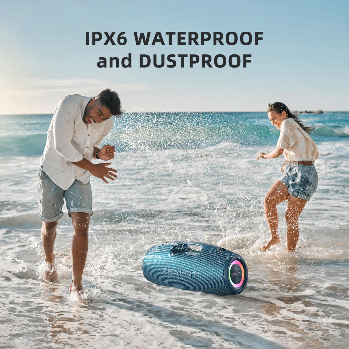 ZEALOT Bluetooth Speaker,120W Wireless Speakers with Booming Bass,IP67 Waterproof Speaker with LED