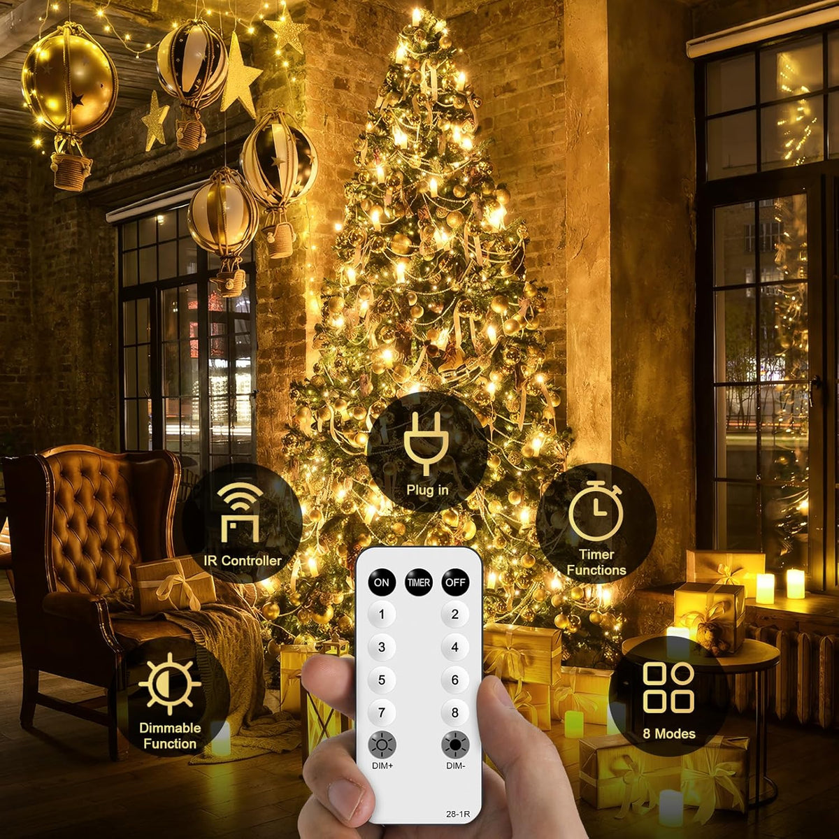 JMEXSUSS 1200 LED Warm White Christmas String Light Outdoor Indoor,Christmas Tree Lights Clear