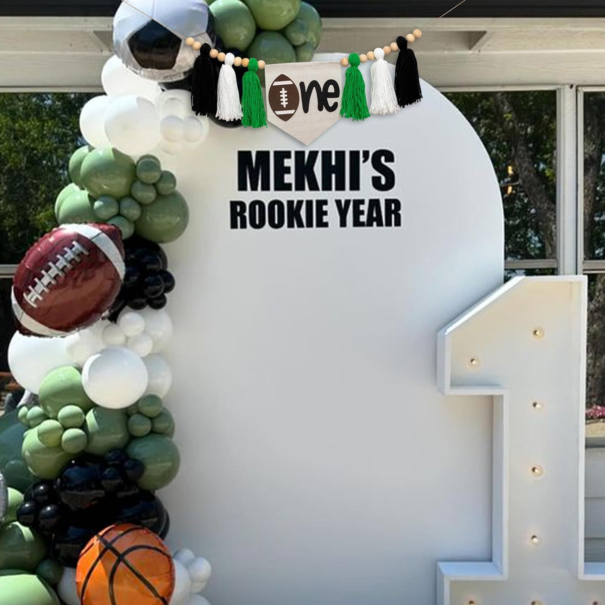 Gostman Football One High Chair Banner - Handmade Football Theme Tassel Garland Banner, First