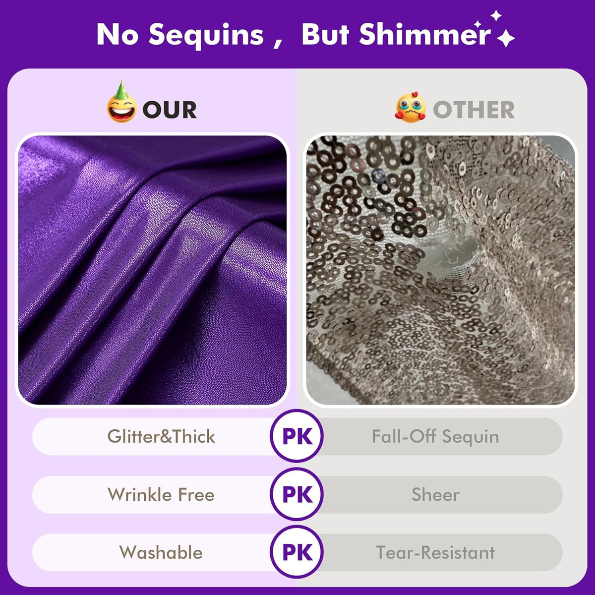 10ftx10ft Shimmer Purple Sequin Backdrop Curtain for Parties, Thick Wrinkle Free Glitter Backdrop