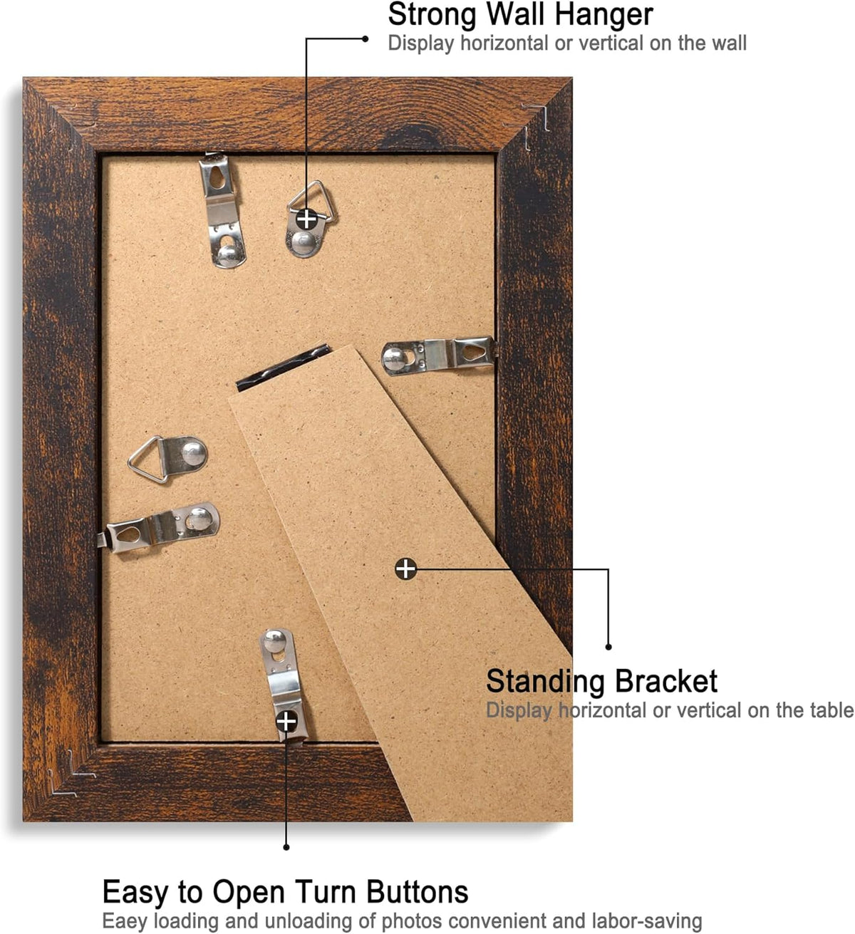 4x6 Picture Frame Set of 4, High Definition Glass 4 x 6 Frame, Wood Rustic Photo Frames for