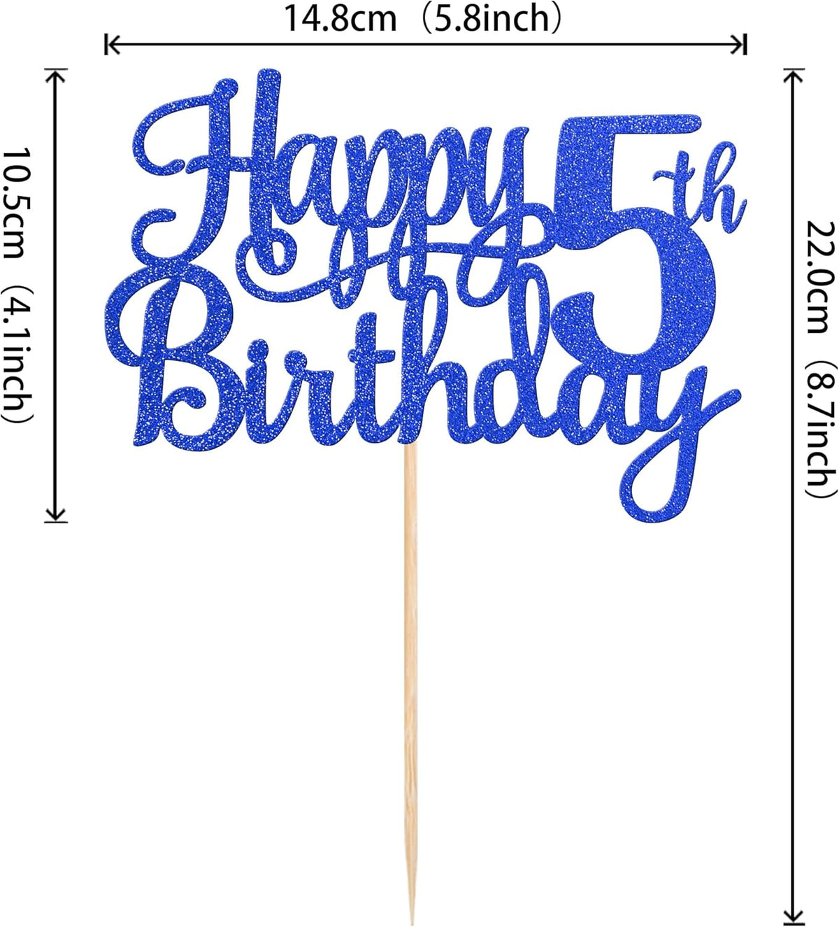 1 PCS Happy 5th Birthday Cake Topper Glitter Cheers to 5 Years Cake Pick Five Fabulous Cake