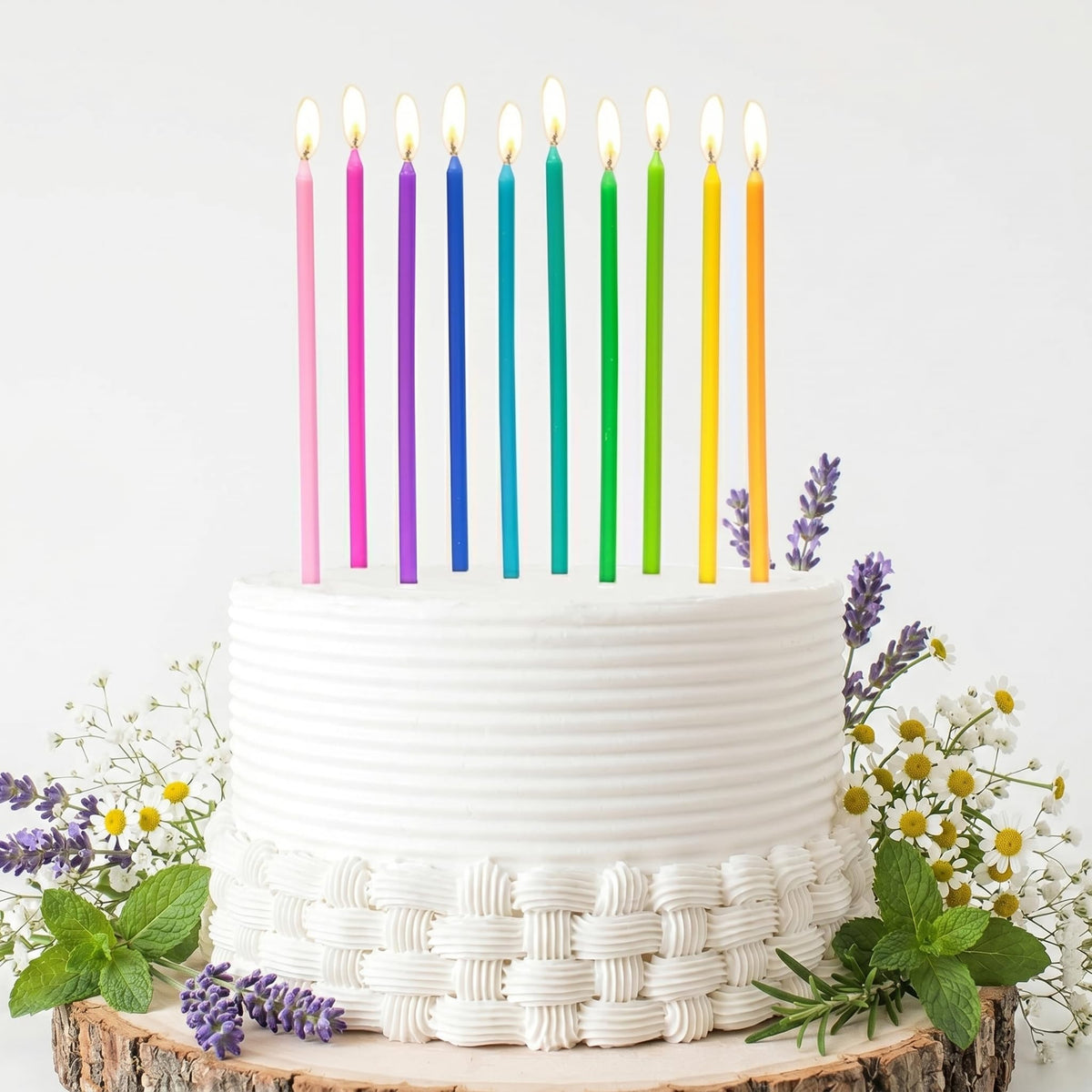 PHD CAKE 40-Count Rainbow Long Thin Birthday Candles, Cake Candles, Birthday Parties, Wedding
