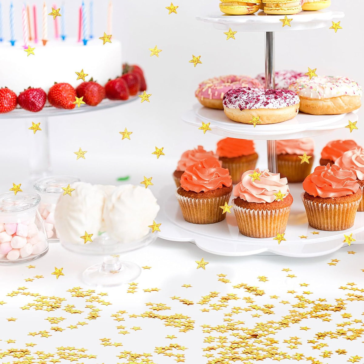MARFOREVER Gold Star Confetti, Glitter Star Confetti Birthday Scatter Table Centerpiece Metallic