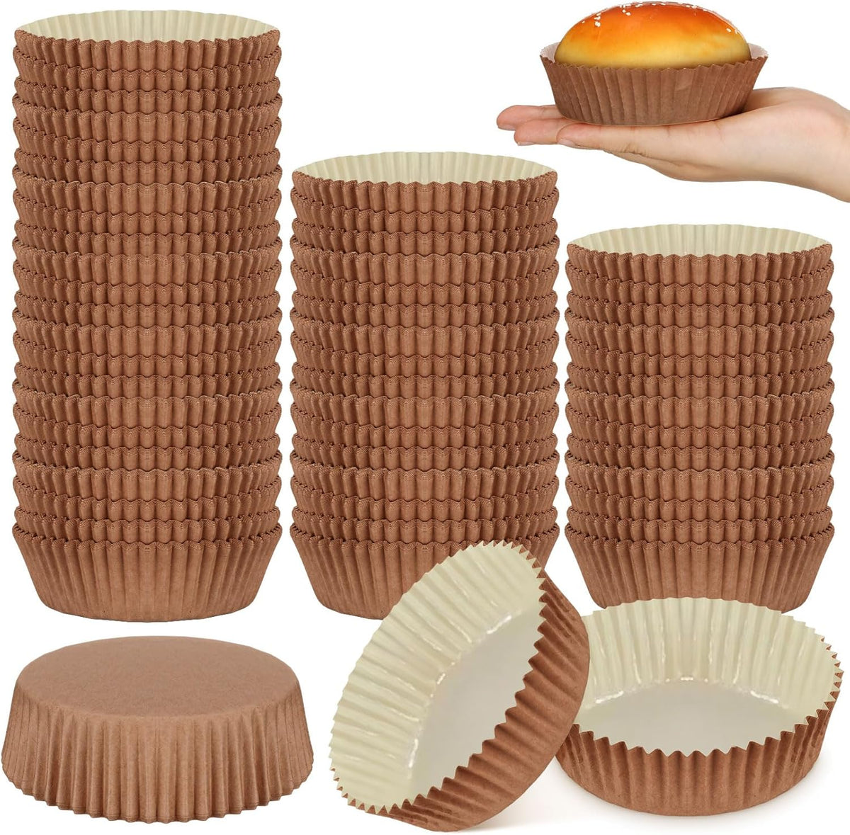 Uiifan Disposable Round Cupcake Liners Paper Baking Cups Wrappers Cupcake Paper Microwave Oven Safe