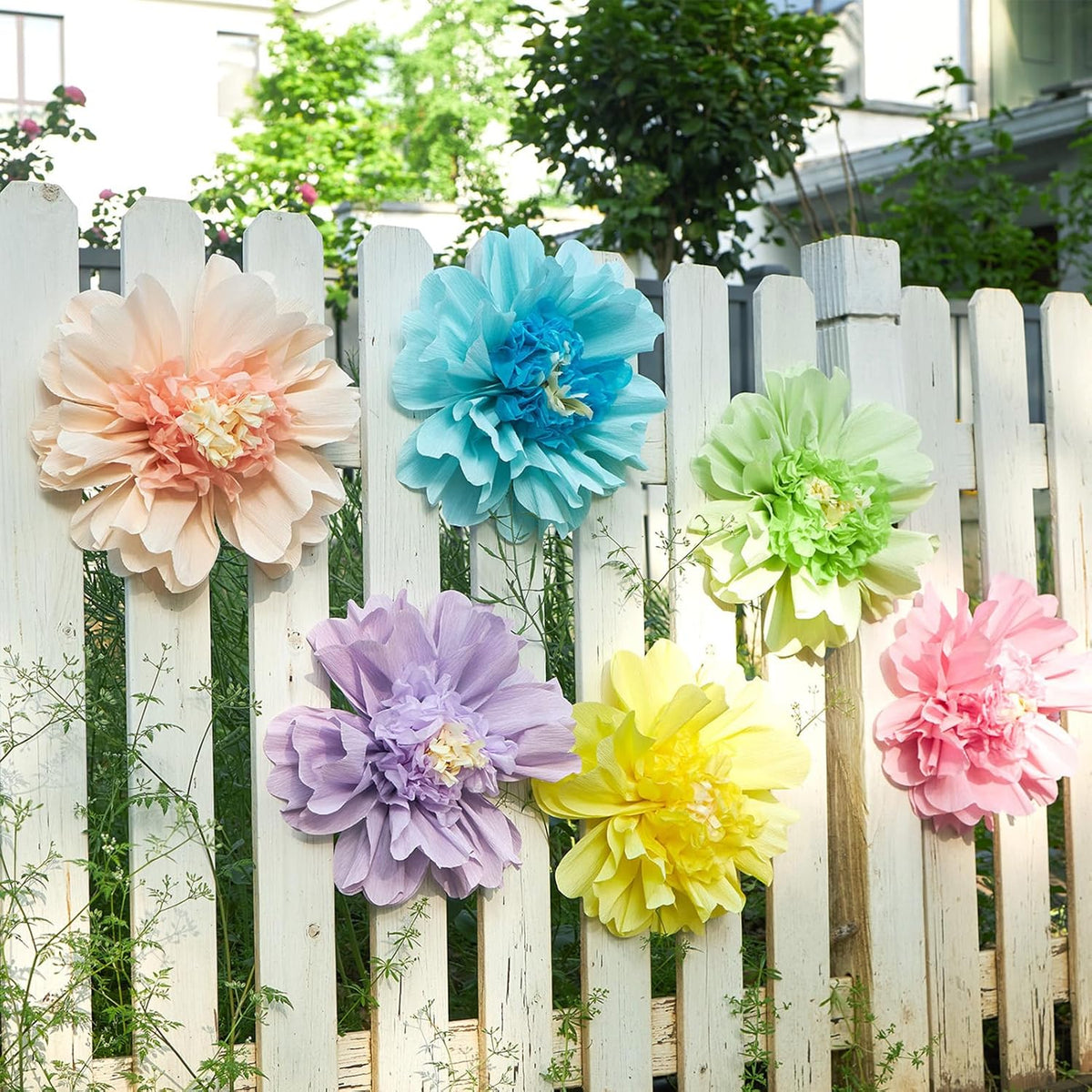 SUNBEAUTY Mexican Paper Flowers Decorations 6 PCS Colorful Fiesta Giant DIY Bulletin Board Large