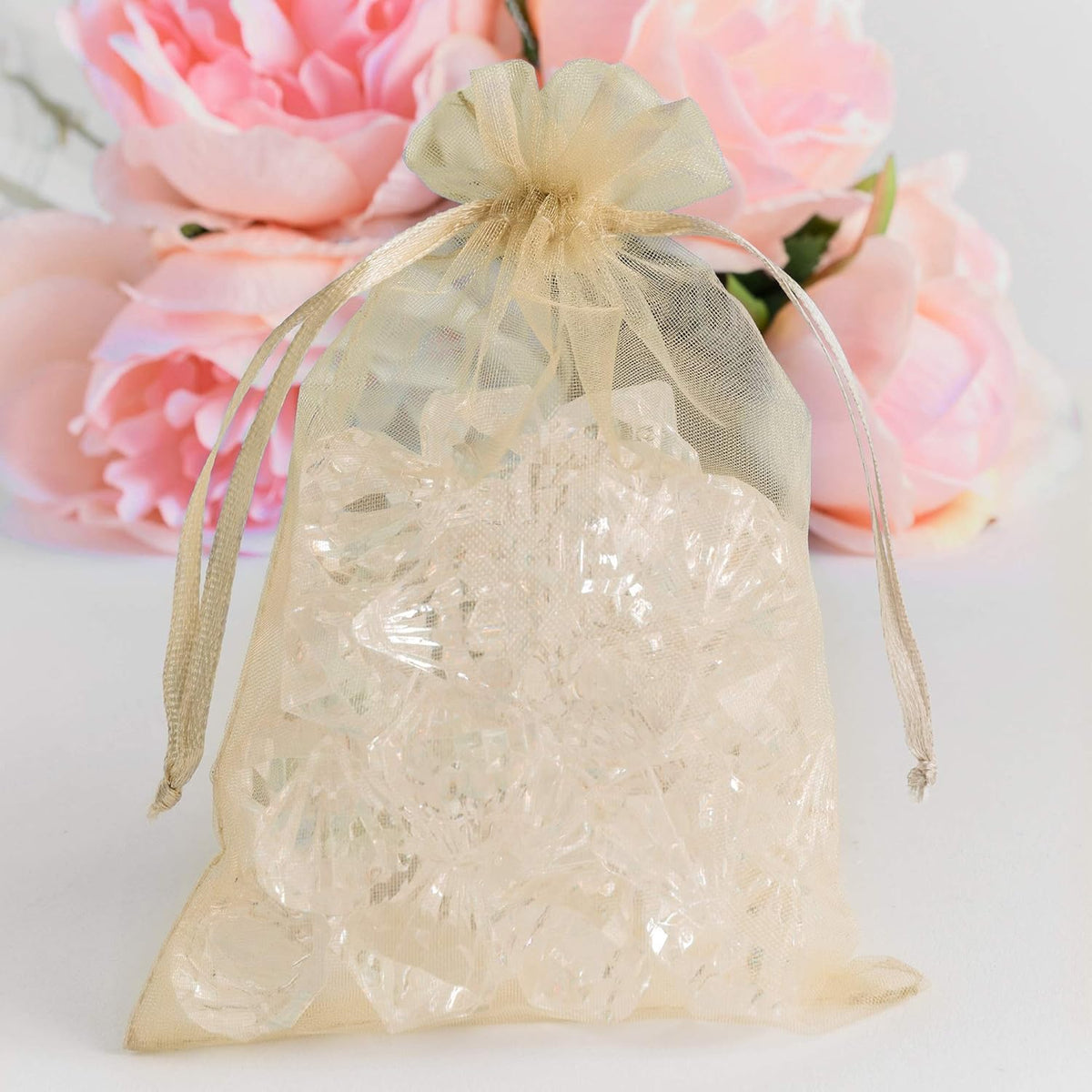 Super Z Outlet 100 Pack 5x7 Inch Mini Sheer Drawstring Organza Transparent Bags Jewelry Sack