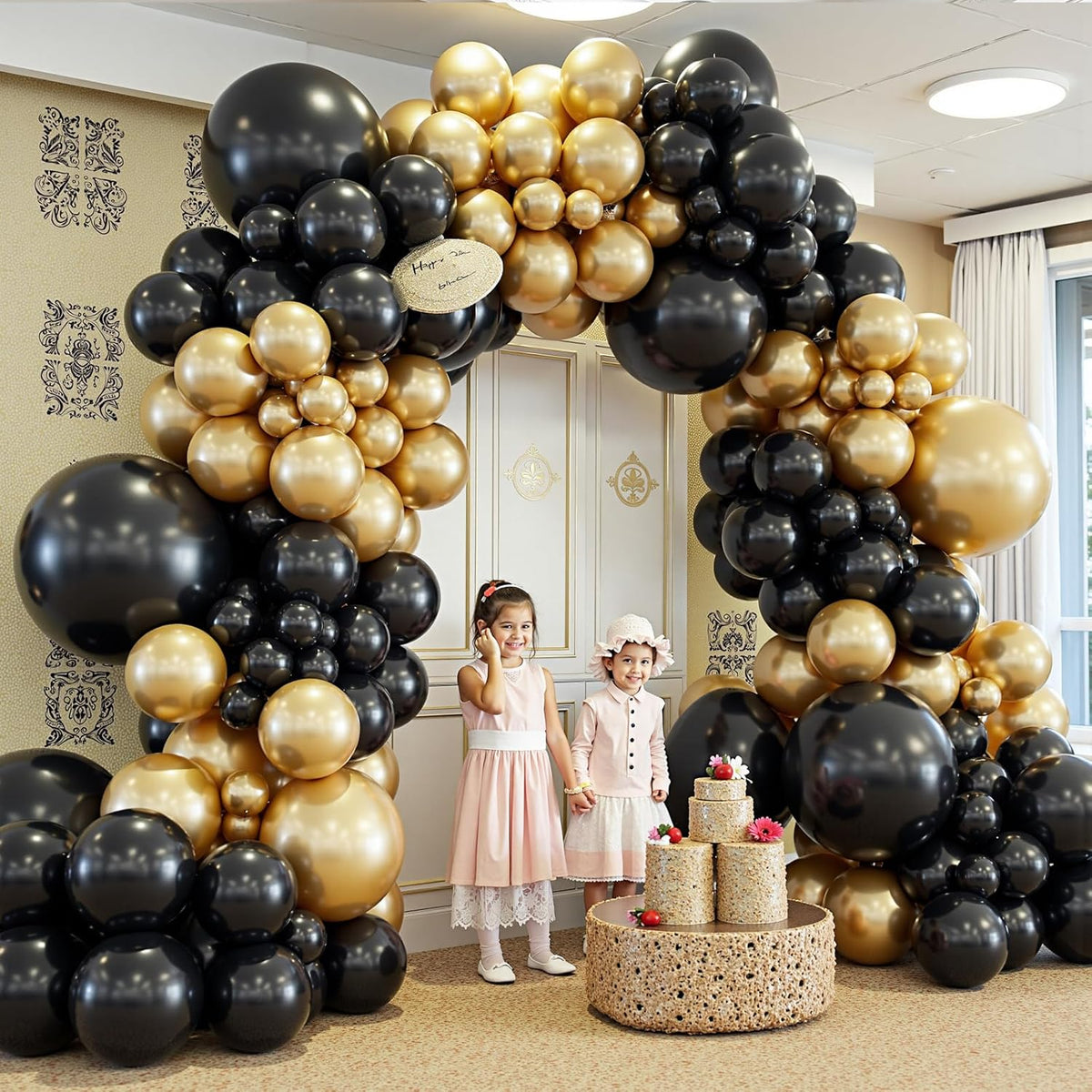 412Pcs Black and Gold Balloons Garland Arch Kit,18 12 10 5 Inch Different Size Black and Metallic
