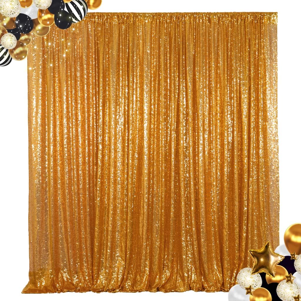 ShinyBeauty Sequin Backdrop 10FTx10FT Gold Photo Backdrop for Birthday Party Sparkle Backdrop