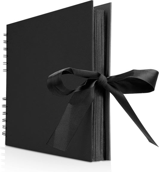 INNOCHEER Photo Album - Self Adhesive 80 Black Pages, Large Scrapbook Wedding Guest Book for DIY