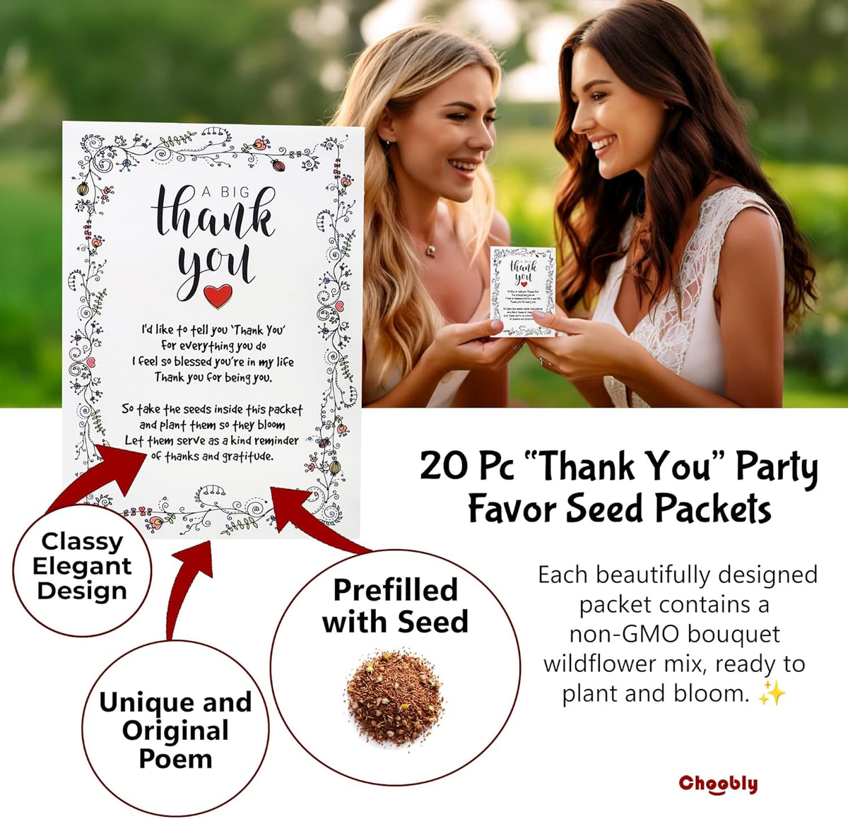 Thank You Seed Favors | 20 Packets | Pre-Filled | Show Thanks and Gratitude | Gender Neutral |