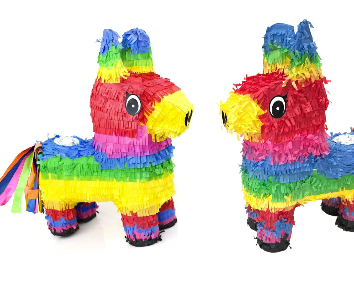 GIFTEXPRESS 16" Rainbow Donkey Pinata- Benito the Donkey - with Full-Size 33" Pinata Stick and