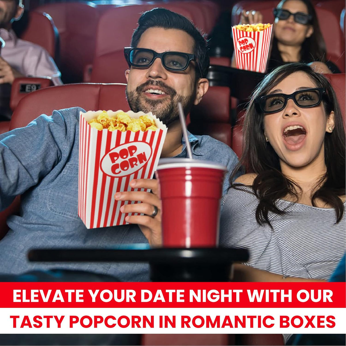 50 Pcs Small Popcorn Boxes for Party 5.5 Inches Tall Red & White Striped Popcorn Bags Mini Popcorn