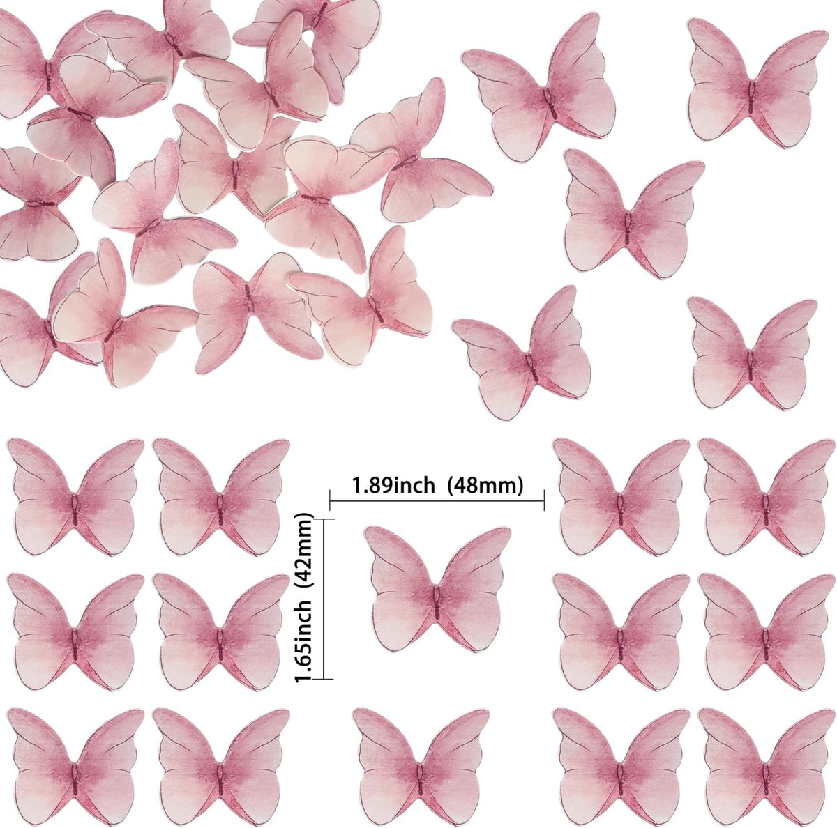 Ephlyn 48Pcs Edible Butterfly Cupcake Toppers Cute 3D Butterfly Cake Picks for Butterfly Theme Baby