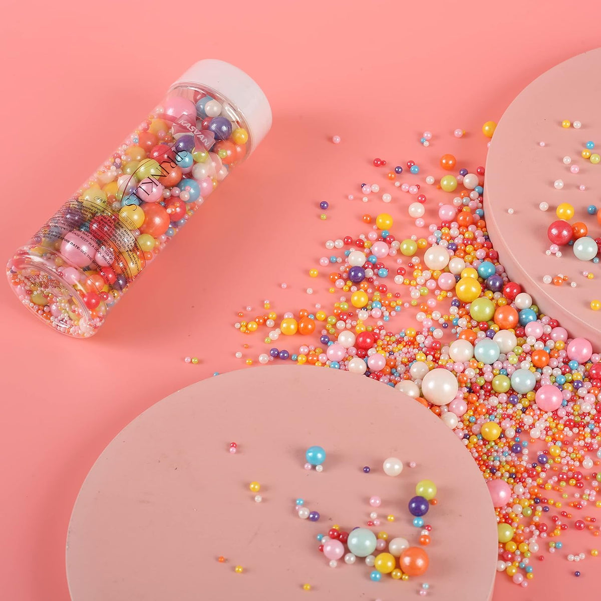 Kasvan Mixed Pearl Sugar Sprinkles - Edible Candy Pearls 130g/4.58 Oz, Mix Size, Baking Cake