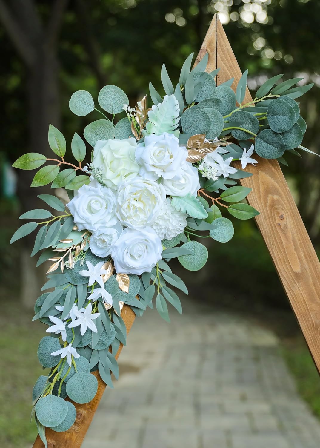 Artificial White Wedding Arch Flower Swags Set of 2 for Welcome Signs, Reception and Ceremony
