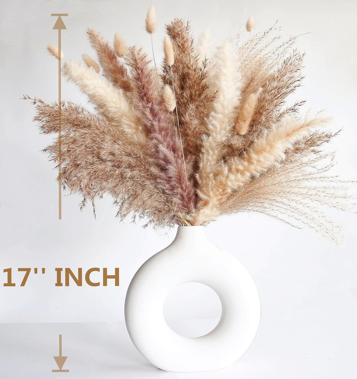 Dried Pampas Grass Decor, 120 PCS Pampas Grass with Bunny Tails Dried Flowers, Reed Grass Bouquet