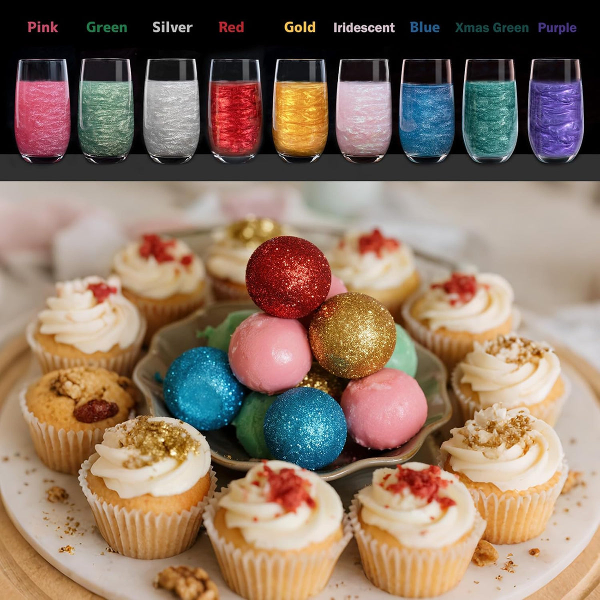 Twisweet Red Edible Glitter for Drinks, Food Grade 10g Sparkling Sprinkles Cake Decorating