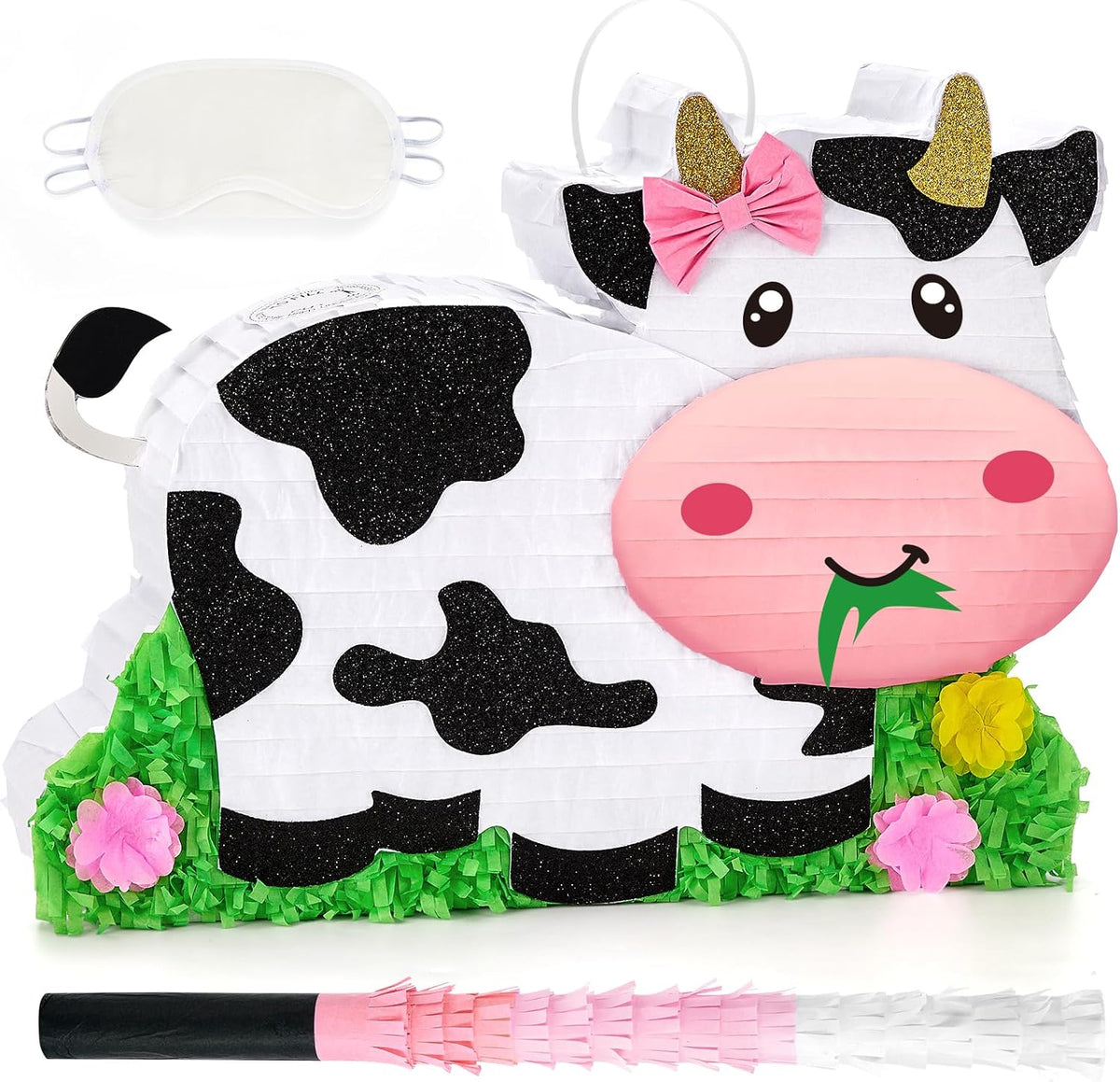 WERNNSAI Dairy Cow Piñata - Farm Animal Party Game Cow Pinata for Girls Birthday Party Decorations