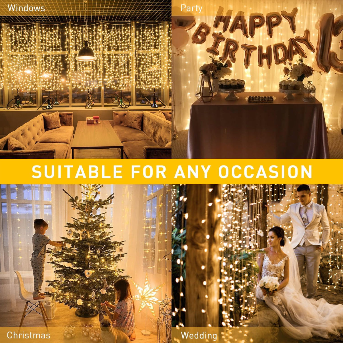 JMEXSUSS 600 LED Christmas Curtain Lights Outdoor, 9.5x19.6ft Christmas String Light Plug in with