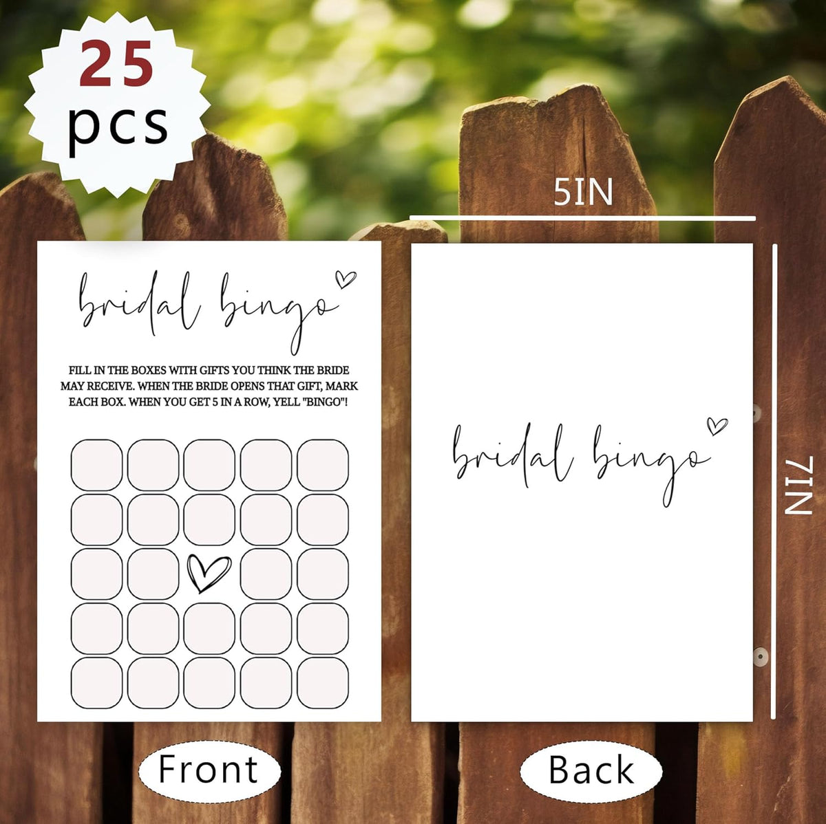 Bridal Shower Games, Bridal Bingo, 25Pcs Minimalist White Double-Sided Game Cards, Wedding Shower